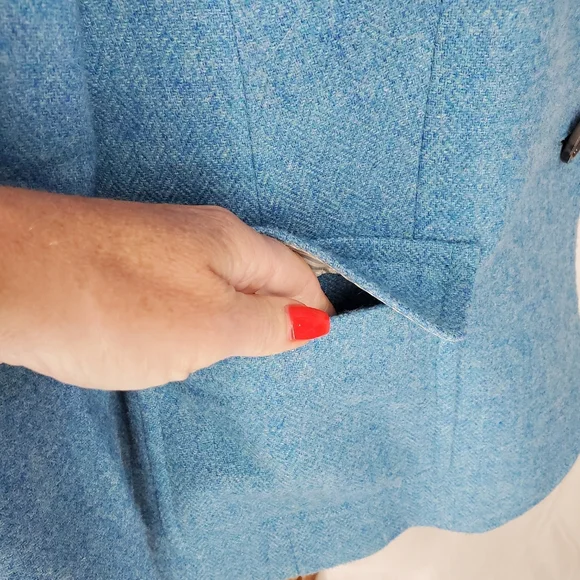 Talbots Shetland Herringbone Wool Blend 2 Button Blazer Sky Blue Old Money 12P